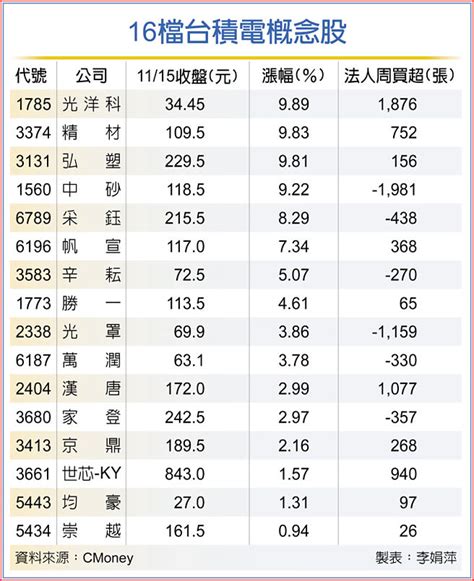 16檔台積電概念股 股價放閃 證券．權證 工商時報