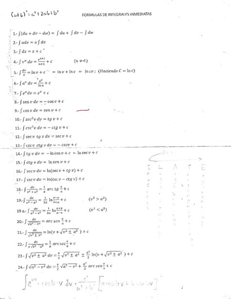 Formulario Integrales Calculo Integral Studocu