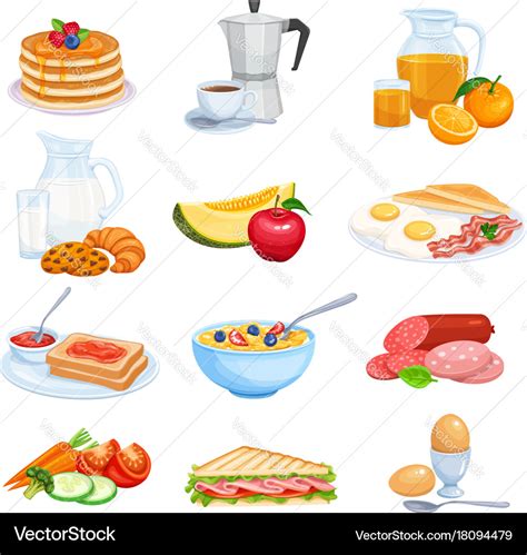 Breakfast Icons Royalty Free Vector Image Vectorstock