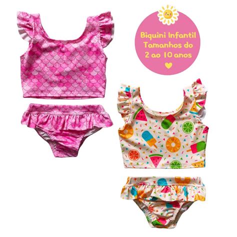 Bikini Biquini Infantil Bebê Menina Estampado Shopee Brasil