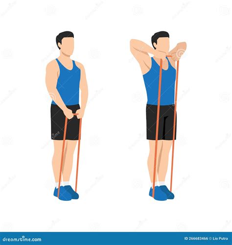 Man Doing Upright Row Home Workout Exercise With Thin Resistance Band