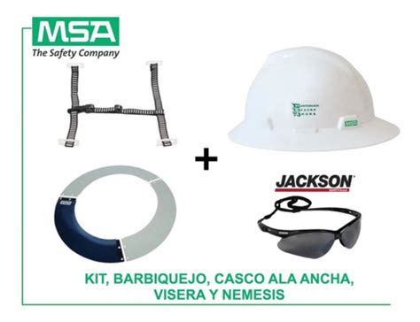 Kit Casco Ala Ancha Barbiquejo Visera Msa Y Nemesis Humo Env O Gratis