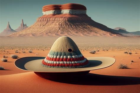 Una Escena Del Desierto Con Un Sombrero Encima Foto Premium