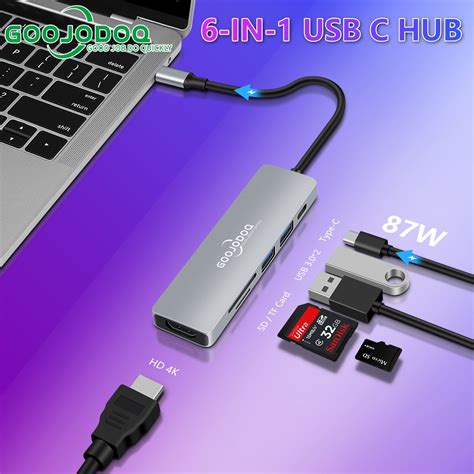 Goojodoq อะแดปเตอร์ฮับ Usb Type C การ์ดรีดเดอร์ Hdmi Vga Rj45 Usb C เป็น Usb 3 0 สําหรับ Macbook