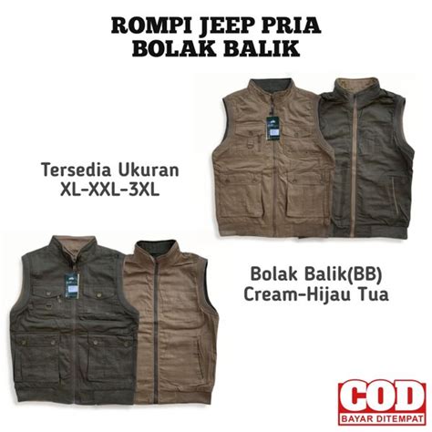 Jual Rompi Cargo Pria Bolak Balik Polos Katun Waistcoat Jeep Casual Di