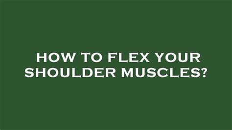 How To Flex Your Shoulder Muscles YouTube