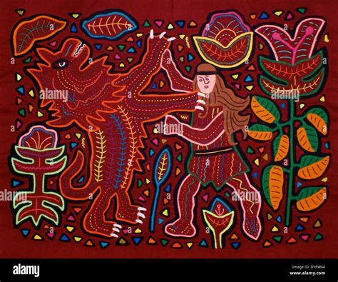 Mola Textile By Kuna Indian Artist Depicting A Biblical Scene From