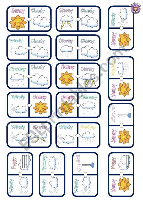 Weather Domino Esl Worksheet By Gio Luppi