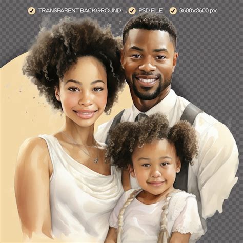 Psd Belle Famille Afro Am Ricaine Aquarelle Clipart Fond Transparent