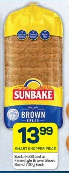 Sunbake Sliced Or Farmstyle Brown Sliced Bread G Each Offer At Pick