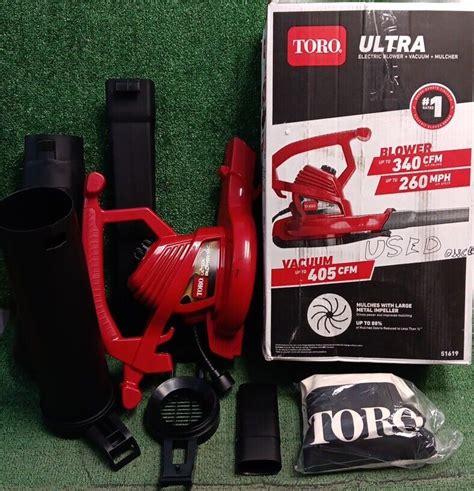 Toro 51619 Ultra Electric Blower Vacuum Mulcher Red 260mph Used Condition Ebay