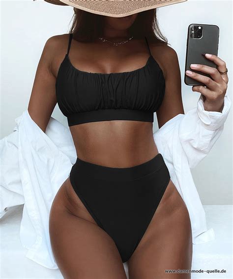 Bikinis Und Badeanz Ge Sexy Push Up Crop Top Bikini In Schwarz