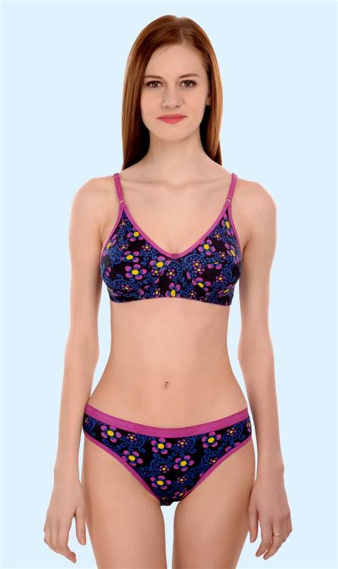 Buy In Curve Women Cotton Bra Panty Set For Lingerie Set Pack Of Color Purple Online