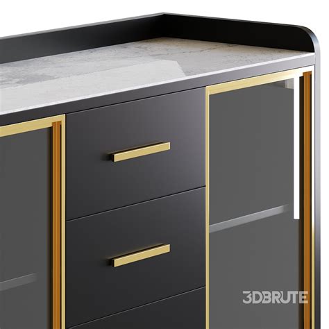 Modern Glass Door Wood Sideboard 3 - 3dbrute : 3dmodel furniture and decor