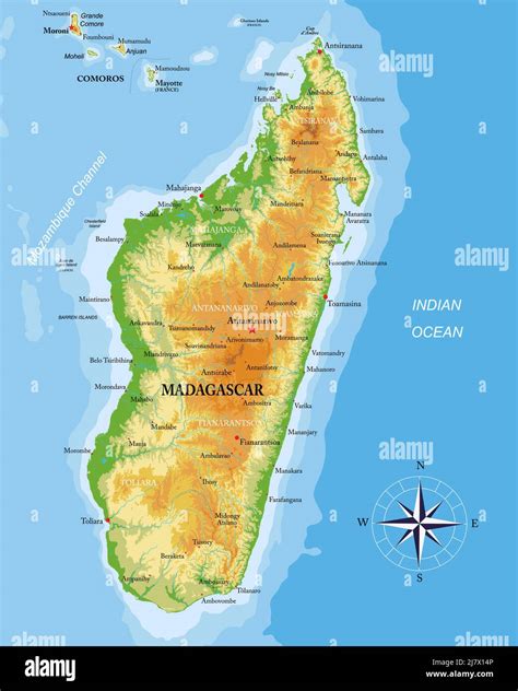 Madagascar map relief Imágenes vectoriales de stock Alamy