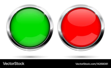 Round Buttons Green And Red With Chrome Frame Vector Image