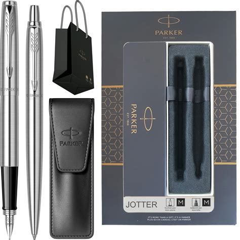 Set Stilou Pix Parker Jotter Royal Stainless Steel CT Gravat Cu Etui