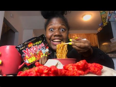 ASMR HOT CHEETOS W SPICY NOODLES Samyang MUKBANG Vickey Cathey YouTube