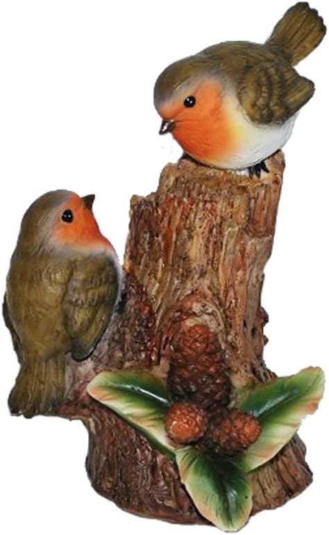 Vivid Arts Robins On Tree Stump Ornament Amazon Co Uk Garden