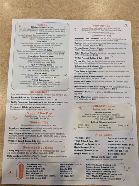 Menu At Uptown Cafe Carmel Pointe Pkwy