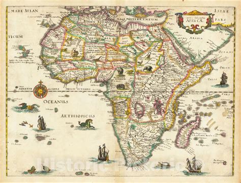 Historic Map Nova Descriptio Africae C Matthaus Merian Vintage