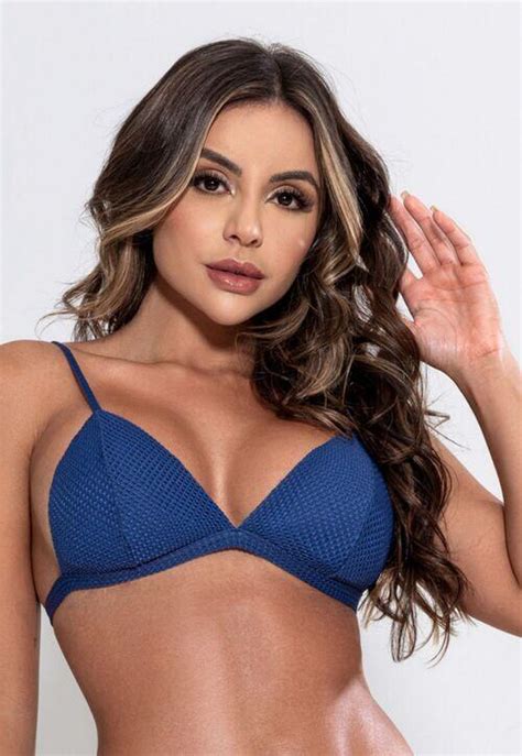 Comprar Sutiã de Biquíni Bojo Texturizado Cortininha Fixo Azul Mimar Lingerie Feita pra