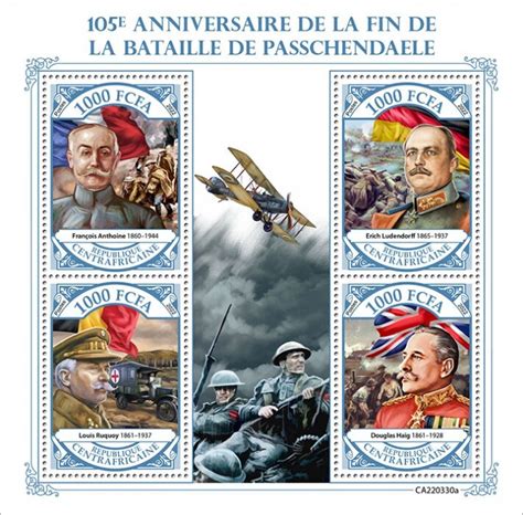 C A R 2022 Battle Of Passchendaele Perf 4v Sheet Mint Never