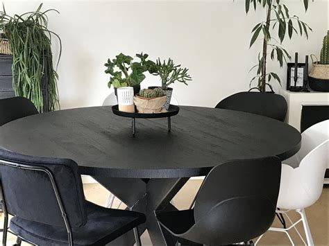 Eettafel Zwart Eiken Hout Nero Ruvido Spinpoot Staal Tavolo