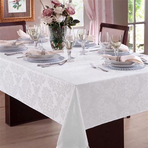 Toalha De Mesa Jacquard Admirare Lugares Quadrada Branca