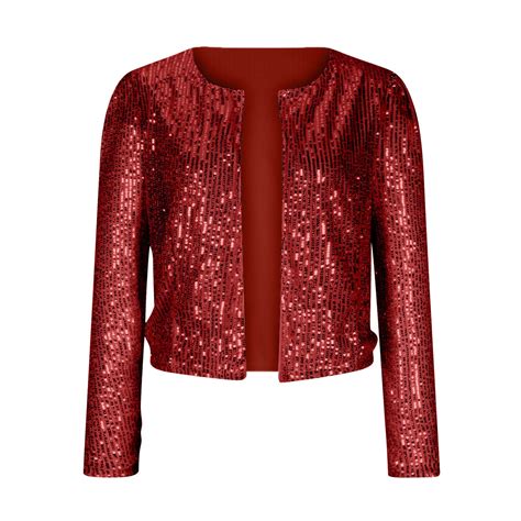 Lcziwo Womens Sparkle Sequins Jacket Blazer Jacket Sequin Jackets For Women Long Sleeve Open