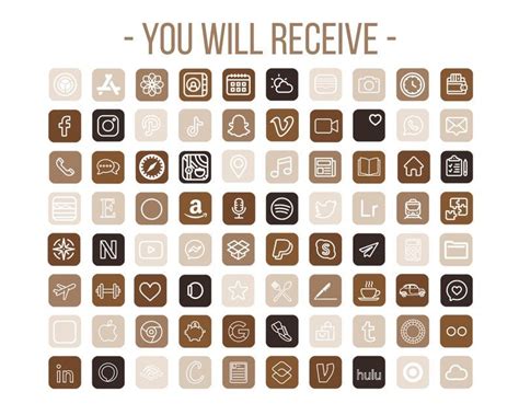 Brown App Icons Beige App Elements Ios App Icons Iphone Icon Etsy