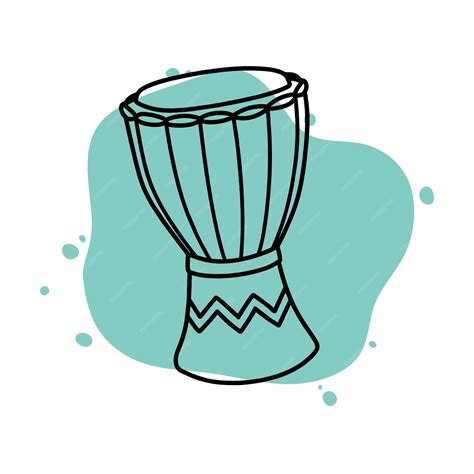 Doodle De Música Djembe Tradicional Icono De Djembe Africano Dibujado A Mano Vector Premium