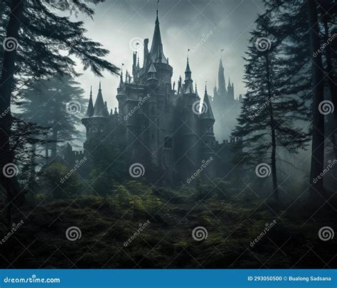 The Surroundings Of A Gloomy Gothic Castle Stock Illustration