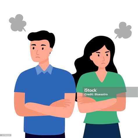 Angry Man And Woman Character Concept Vector Illustration On White