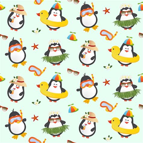 Premium Vector Cute Penguins Seamless Pattern