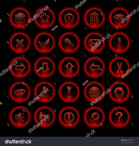 Red Neon Icons Stock Vector Royalty Free 19761814 Shutterstock