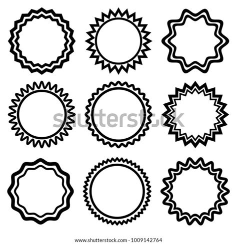 Set Round Stickers Outline Design Vector Stock Vector Royalty Free