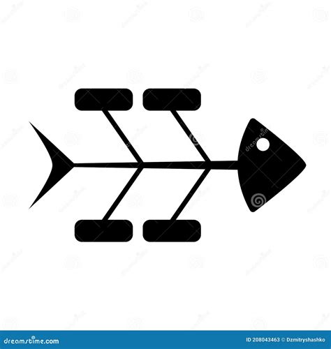 Fishbone Diagram Silhouette Icon Clipart Image Stock Vector