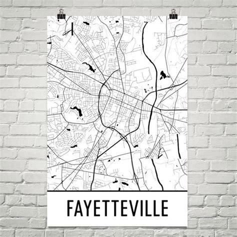 Fayetteville AR Street Map Poster - Wall Print by Modern Map Art