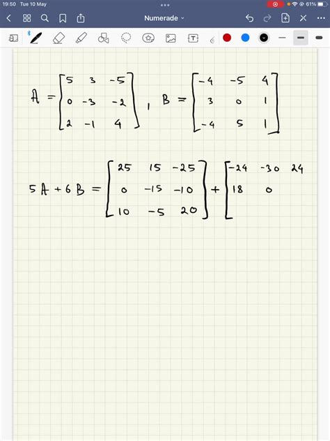 Solved Question Point Subtract The Following Matrices S Give