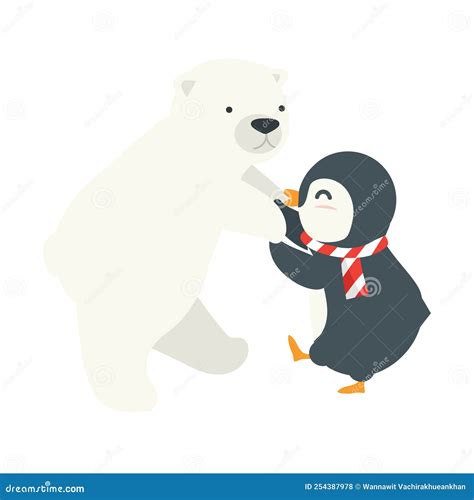 Pinguin Mit Eisb R Tanzkartoon Vektor Abbildung Illustration Von