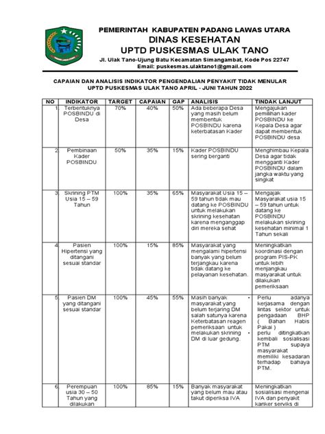 Capaian Dan Analisis Indikator Kinerja Apr Juni 2022 Pdf