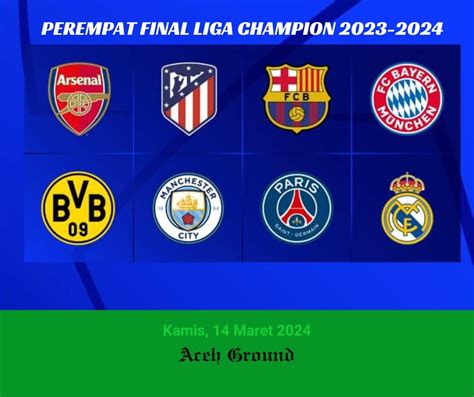 Berikut Tim Yang Lolos Ke Babak 8 Besar Liga Champion 2023 2024