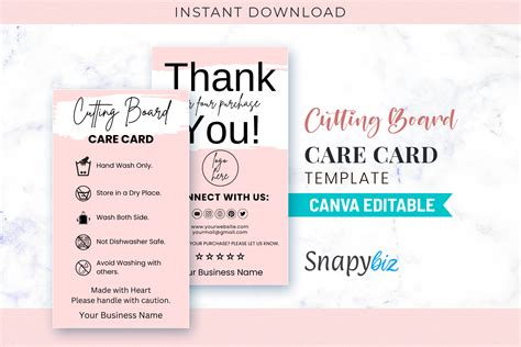 Cutting Board Care Card, Wood Care Cards Graphic by SnapyBiz · Creative ...