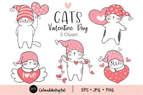 Cat Valentine Day Clipart Graphic By Catandme · Creative Fabrica