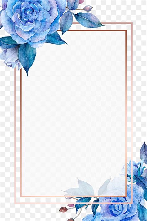 Blue Flower And Gold Frame Premium PNG Rawpixel