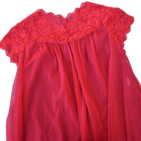 Warner S Intimates Sleepwear Vintage S Warners Red Nylon Dress