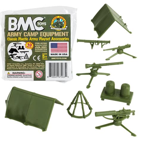 BMC Classic Plastic Army Men Playset Accessories - 10pc Military Camp - US Made: Buy Online in ...