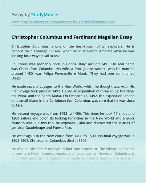 Christopher Columbus Essay Telegraph