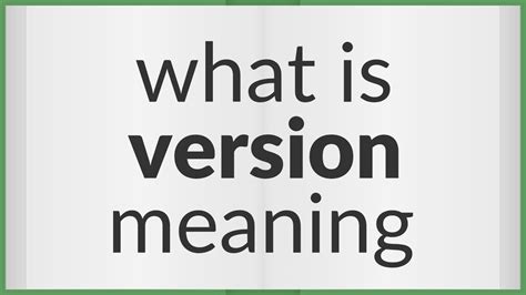 Version | meaning of Version - YouTube 